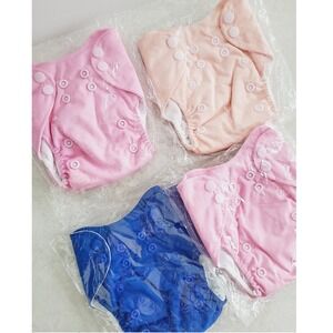Cloth Pocket Diaper‎ Set Pink Blue Peach Reusable Adjustable Newborn